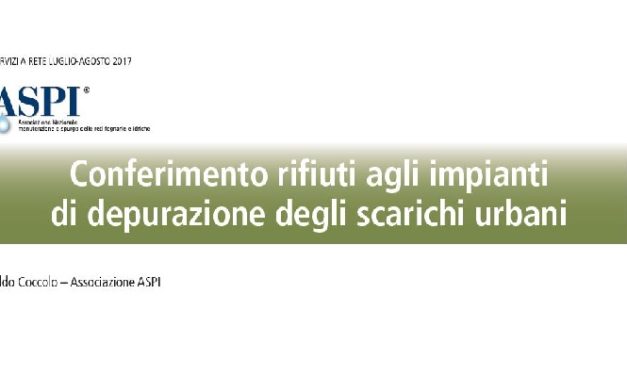 Conferimento rifiuti agli impianti di depurazione degli scarichi urbani